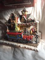 kerst rijdende trein station +verlichting + muziek als nieuw, Enlèvement ou Envoi, Comme neuf