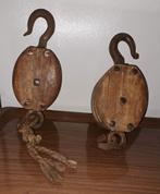 Katrol oude houten katrols decoratie, Ophalen of Verzenden