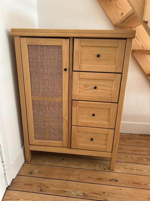 Armoire pin passif et cannage, Huis en Inrichting, Kasten | Ladekasten, Zo goed als nieuw, 100 tot 150 cm, 50 tot 100 cm, 25 tot 50 cm