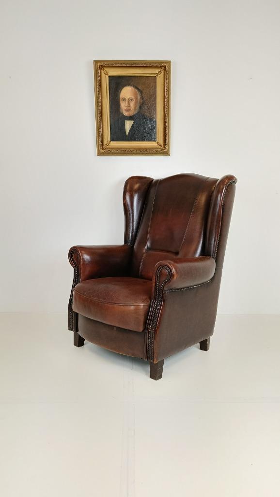 Schapenleren Oorfauteuil van Joris, Antiek en Kunst, Antiek | Meubels | Stoelen en Sofa's, Ophalen of Verzenden