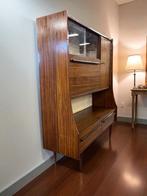 Vintage houten kast met vitrine gedeelte / barkast, Ophalen of Verzenden