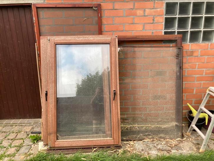 Meranti ramen, Doe-het-zelf en Bouw, Raamkozijnen en Schuifdeuren, Gebruikt, Raamkozijn, Hout, Ophalen