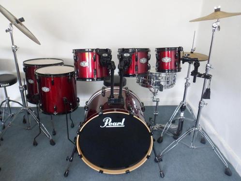 TOP occasie, Pearl Vision 7-delig, hardware, symbals,kruk., Muziek en Instrumenten, Drumstellen en Slagwerk, Zo goed als nieuw