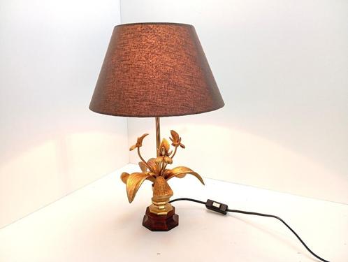 tafellamp Maison Jansen Fleur de Lis lamp Orchideeen, Huis en Inrichting, Lampen | Tafellampen, Gebruikt, Minder dan 50 cm, Hout