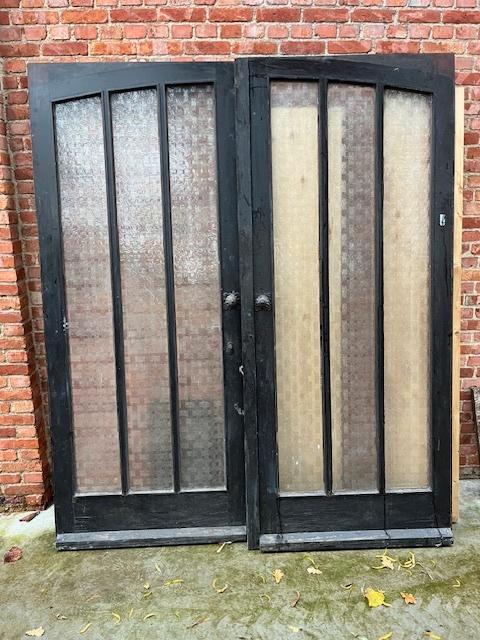 oude dubbele buitendeur, Doe-het-zelf en Bouw, Deuren en Vliegenramen, Gebruikt, Buitendeur, Glas, Hout, Ophalen of Verzenden