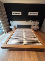 Zwevend massief eiken bed + bodems, Huis en Inrichting, Slaapkamer | Complete slaapkamers, Ophalen, Zo goed als nieuw