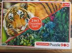 puzzel 2 in 1 tijger en jungle 900, Hobby en Vrije tijd, Denksport en Puzzels, Ophalen of Verzenden, 500 t/m 1500 stukjes, Zo goed als nieuw