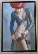 FRANSE SCHOOL / SENSUELE VROUW / OLIEVERF DOEK / 97x67cm KAD, Antiek en Kunst, Kunst | Schilderijen | Modern, Ophalen