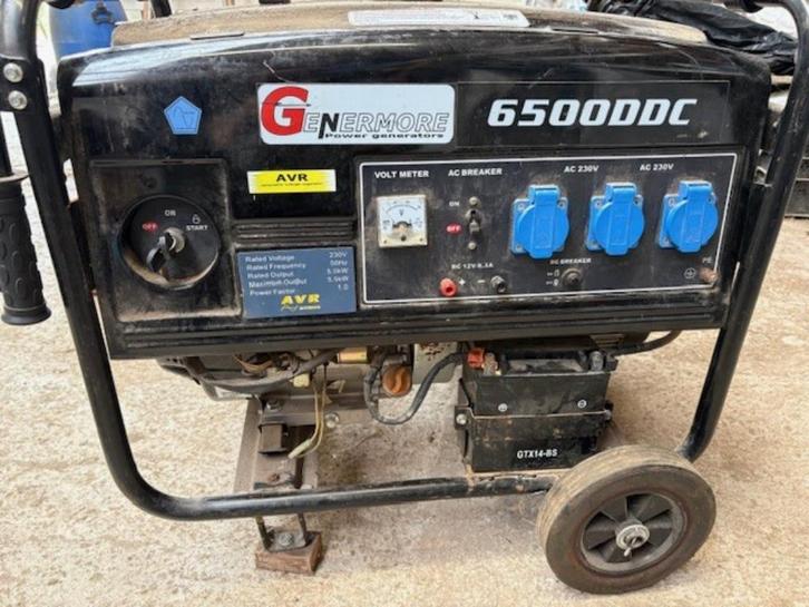 Elektrische groep / Genermore 6500 DDC - 5.5 KW benzine, Doe-het-zelf en Bouw, Aggregaten, Zo goed als nieuw, Benzine, 5 tot 10 kVA