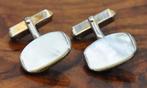 Parelmoer bezette manchetknopen - vintage, Handtassen en Accessoires, Manchetknopen, Ophalen of Verzenden, Goud, Verguld