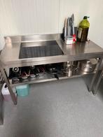 Metalen werktafel met ingebouwde elektrische kookplaat, Zakelijke goederen, Ophalen, Reinigen