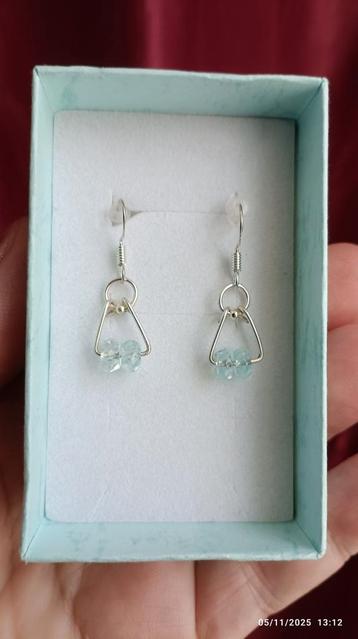 Natu oorbellen van sterling zilver in aquamarijn beschikbaar voor biedingen