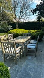 Lister tuinset in teak: tafel + 6 stoelen + kussens, Tuin en Terras, Ophalen, Gebruikt, Rechthoekig, Teakhout