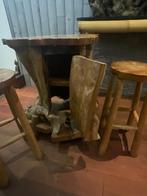 lot meuble/bar + 2 tabourets en bois massif, 90 cm ou plus, 2 tabourets, Comme neuf, Enlèvement