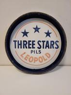 Oud geëmailleerd reclamedienblad Three Stars Pils Léopold, Verzamelen, Ophalen of Verzenden, Gebruikt, Overige typen