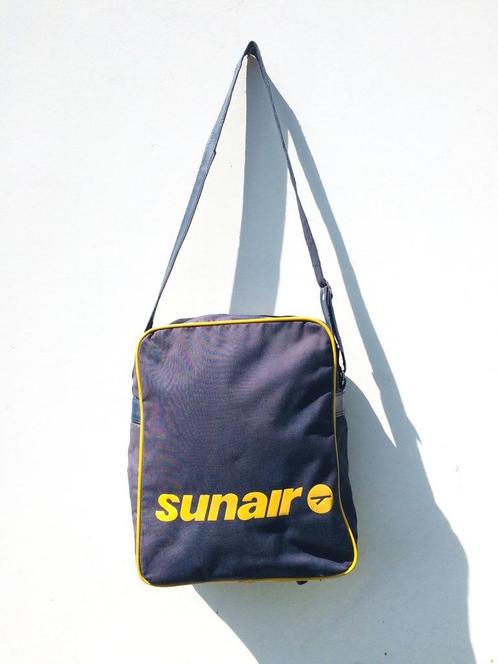 Vintage 70s Sunair schoudertas / zak / bag, Handtassen en Accessoires, Tassen | Schoudertassen, Gebruikt, Blauw, Ophalen of Verzenden