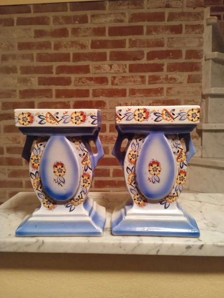 Antieke Belgische Koppel Vazen, Antiek en Kunst, Antiek | Vazen, Ophalen