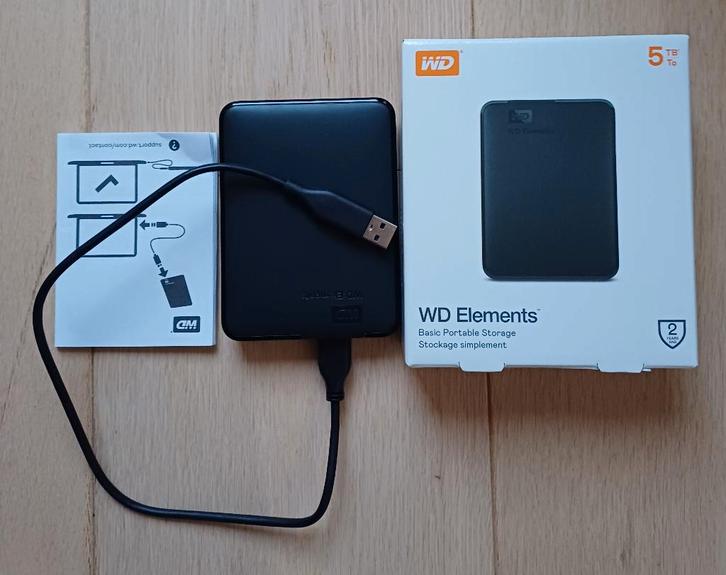 WD Elements 5 TB USB 3.0 portable, Computers en Software, Harde schijven, Gebruikt, Extern, HDD, USB, Ophalen of Verzenden