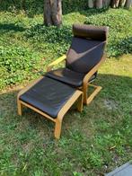 relax zetel ikea en voetenbank in leder, Huis en Inrichting, Ophalen, Zo goed als nieuw, Hout