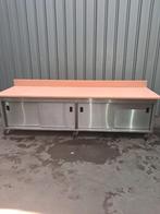 Table de travail inox professionnelle 300X90 cm – plateau PE, Articles professionnels, Enlèvement, Utilisé