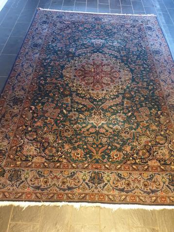 Tapis persan - Ghom - soie, 200 cm ou plus, 150 à 200 cm, Comme neuf, Vert