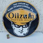 GEËMAILLEERDE PLAAT OILZUM MOTOR OILS PENNSYLVANIA USA BOMBE, Ophalen of Verzenden, Gebruikt, Reclamebord