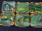 6 sous-verres en verre sur le thème du golf, Comme neuf, Enlèvement ou Envoi, Verre ou Tasse