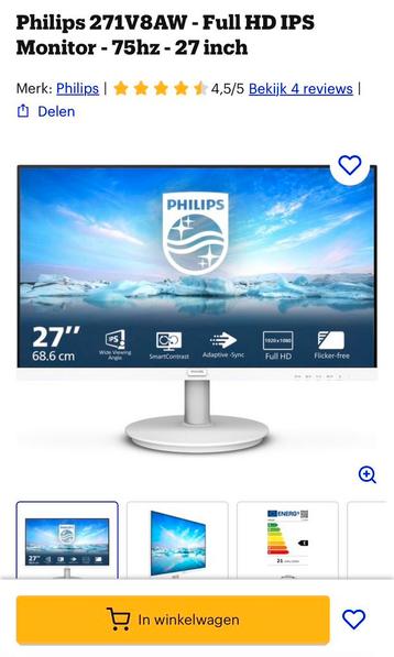 Witte Philips monitor beschikbaar voor biedingen