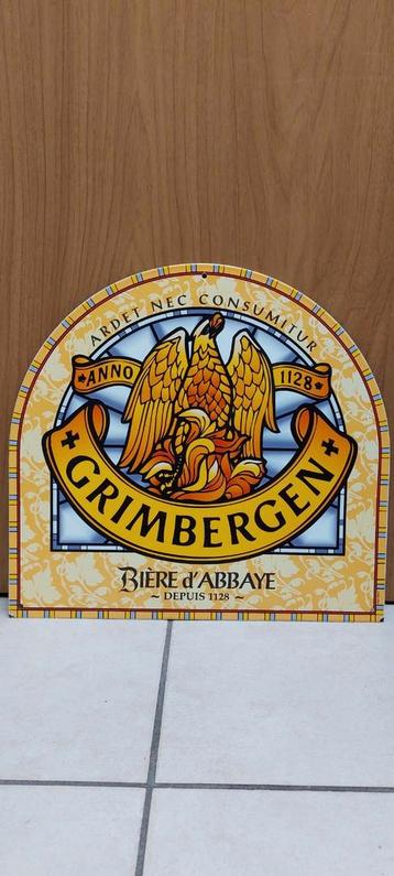 Plaque émaillée Grimbergen, Enlèvement ou Envoi, Comme neuf, Panneau, Plaque ou Plaquette publicitaire, Autres marques