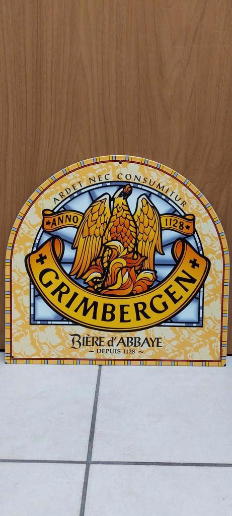 Emaillebord Grimbergen, Verzamelen, Biermerken, Zo goed als nieuw, Reclamebord, Plaat of Schild, Overige merken, Ophalen of Verzenden