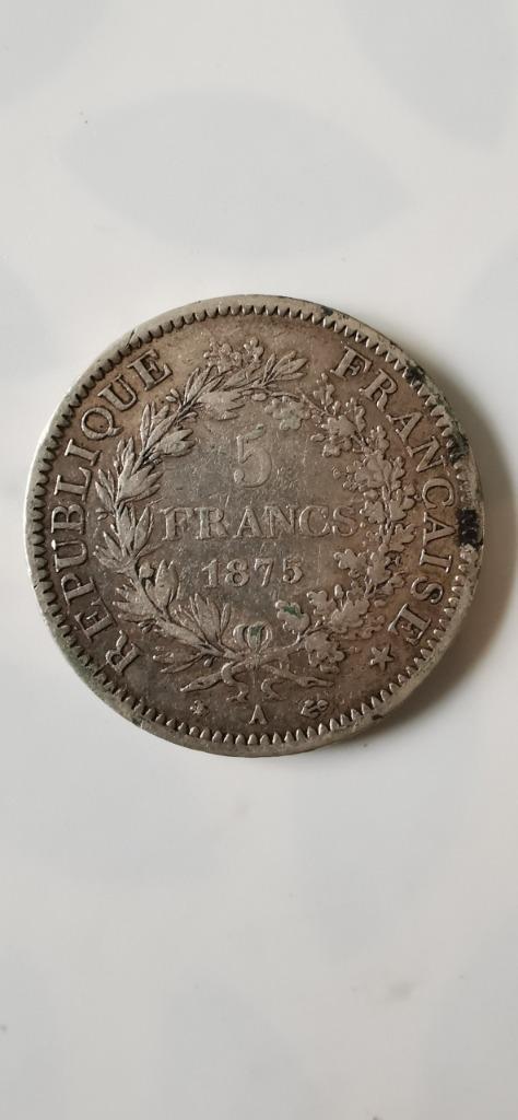 Zeldzame Franse Zilveren 5 Francs Munt – 1873 Parijs (Type H, Postzegels en Munten, Munten | Europa | Niet-Euromunten, Losse munt