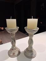 landelijke kandelaars inclusief kaarsen, Wit, Ophalen of Verzenden, Zo goed als nieuw, Hout