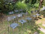 8 zwarte staal/kunststof stoelen, Huis en Inrichting, Ophalen, Kunststof, Gebruikt, Zwart