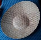 Enorm grote houten schaal met kubuspatroon, 34 x 79 cm, Schaal, Ophalen of Verzenden, Zo goed als nieuw, Ovaal