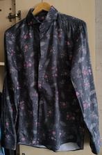 Antracietgrijs Wam shirt met roze en witte bloemenpatronen, Wam classic, Zo goed als nieuw, Grijs, Halswijdte 39/40 (M)