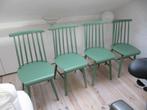 4 groene vintage, retro spijlenstoelen in zeer goede staat, Huis en Inrichting, Stoelen, Vintage, retro, Gebruikt, Overige kleuren
