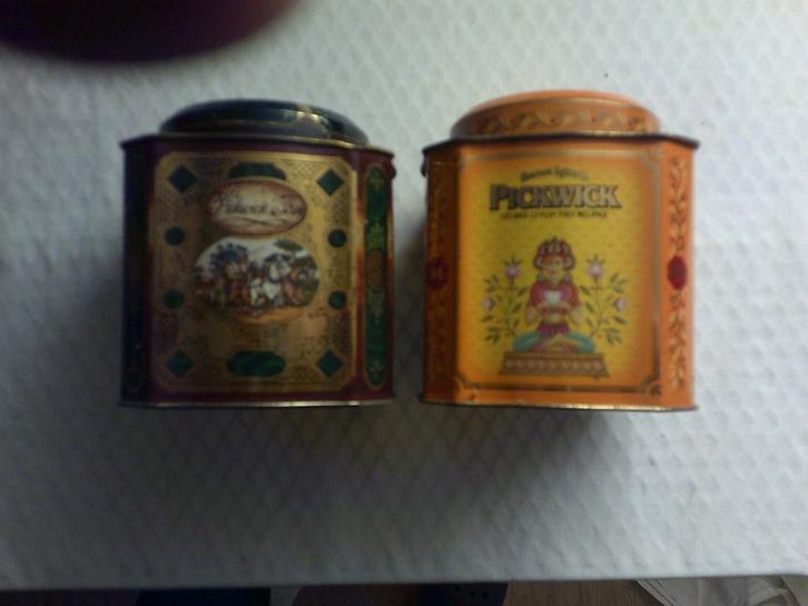 Vintage theeblikken, Verzamelen, Blikken, Gebruikt, Thee, Douwe Egberts, Ophalen of Verzenden