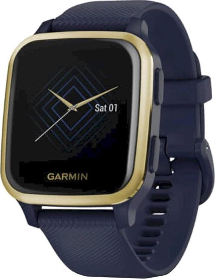 Garmin Venu Sq Music - Smartwatch - Navy / Light Gold - 2021, Handtassen en Accessoires, Sporthorloges, Zo goed als nieuw, Blauw