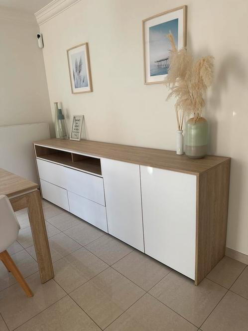 Modern eetkamer kleur lichte eik+wit, Huis en Inrichting, Complete eetkamers, Gebruikt, Ophalen