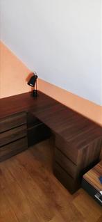 Hoekbureau van bruin eikenhout, Huis en Inrichting, Bureaus, Ophalen, Zo goed als nieuw, Bureau