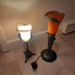 Set van 2 lampen (functioneel) 1 gesigneerd Frans glas, Antiek en Kunst, Ophalen of Verzenden