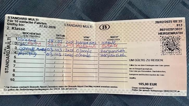 Standard Multi : 6 sur 10 trajets en train., Tickets & Billets, Transports en commun, Train