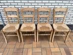 Houten stoelen met rieten zitvlak, Huis en Inrichting, Ophalen, Riet of Rotan, Bruin, Zo goed als nieuw