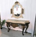 Grote bronzen muur console + spiegel in marmer L 164 D 57, Ophalen