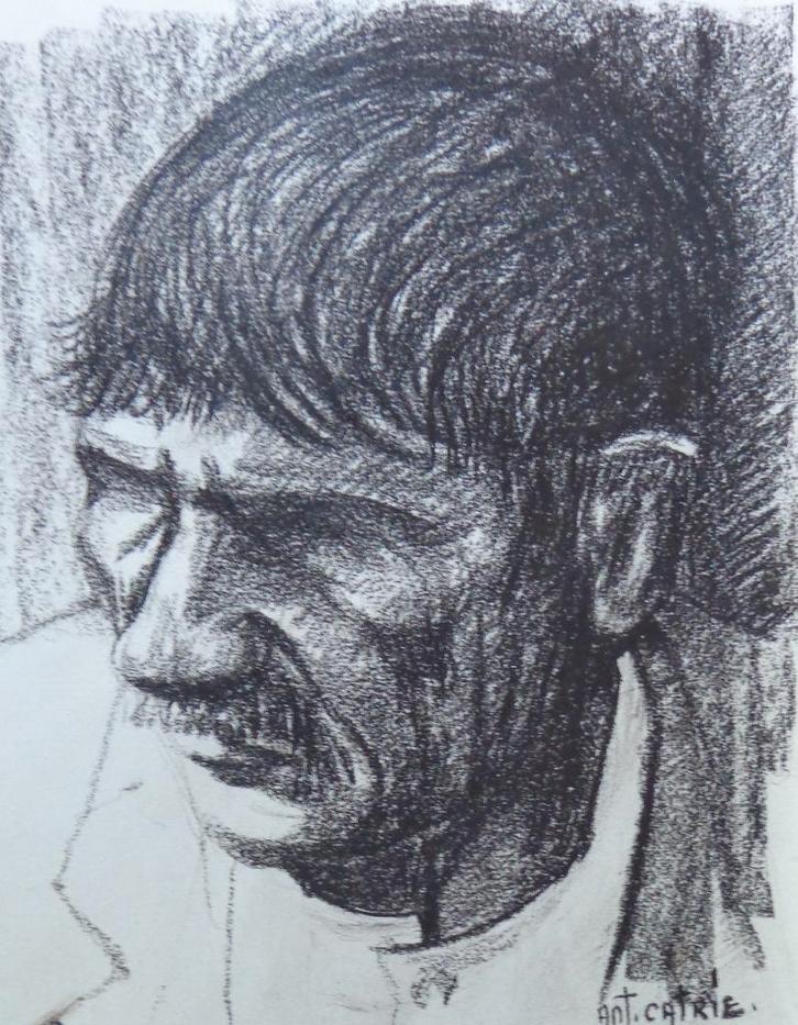 ANTOON CATRIE / BOER / ORIGINEEL WERK / 40x30cm / SIG, Antiquités & Art, Art | Peinture | Moderne, Enlèvement ou Envoi