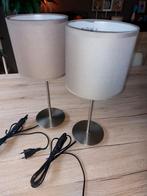 Lot de 2 lampes de table/chevet, Enlèvement ou Envoi, Utilisé, Tissus, Moins de 50 cm