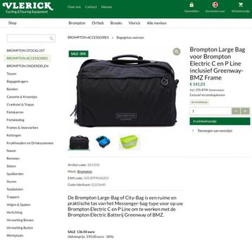 Brompton Large Bag Electric C en P-line als nieuw!!! beschikbaar voor biedingen