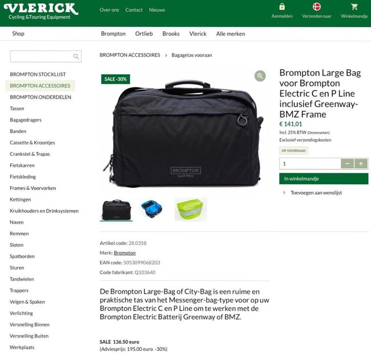 Brompton Large Bag Electric C en P-line als nieuw!!!, Fietsen en Brommers, Fietsaccessoires | Fietstassen, Zo goed als nieuw, Ophalen of Verzenden
