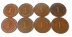 8 munten - 1 Deutsches Reich Pfennig - 0,50 euro stuk, Ophalen of Verzenden, Duitsland, Losse munt
