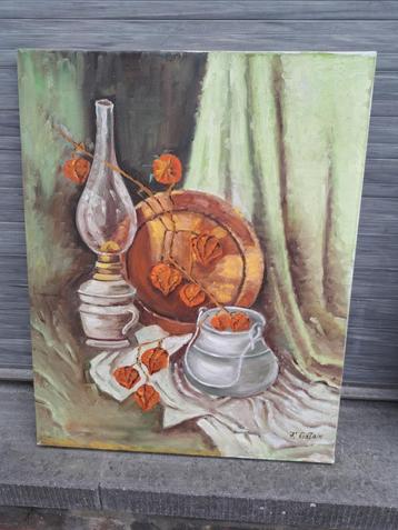 huile sur toile nature morte signe f giltain beschikbaar voor biedingen